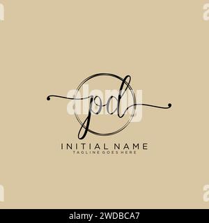 PD Initial handwriting logo with circle Stock Vector