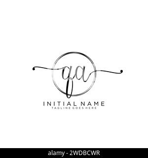 QA Initial handwriting logo with circle Stock Vector