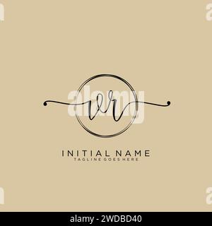 VR Initial handwriting logo with circle Stock Vector