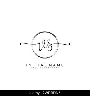 VS Initial handwriting logo with circle Stock Vector