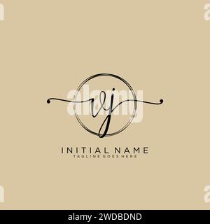 VJ Initial handwriting logo with circle Stock Vector