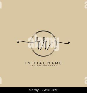 RR Initial handwriting logo with circle Stock Vector