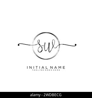 SW Initial handwriting logo with circle # Stock Vector