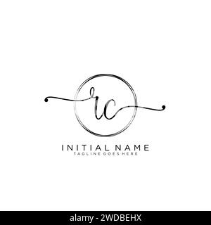RC Initial handwriting logo with circle Stock Vector