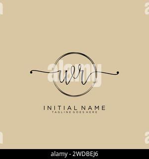 WR Initial handwriting logo with circle Stock Vector