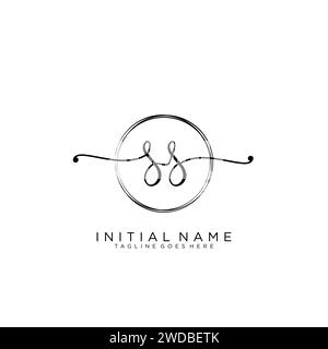 SS Initial handwriting logo with circle # Stock Vector