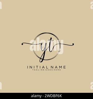 YT Initial handwriting logo with circle Stock Vector