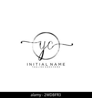 YC Initial handwriting logo with circle Stock Vector