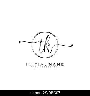 TK Initial handwriting logo with circle Stock Vector