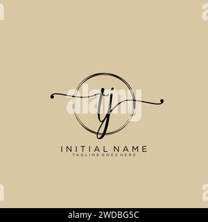 TJ Initial handwriting logo with circle Stock Vector