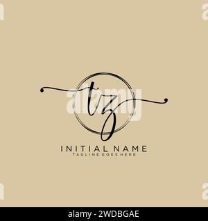 TZ Initial handwriting logo with circle Stock Vector