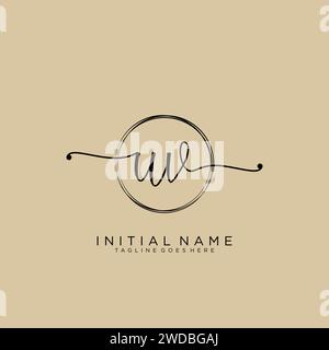 UV Initial handwriting logo with circle Stock Vector