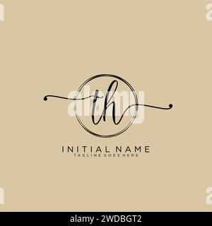 TH Initial handwriting logo with circle Stock Vector