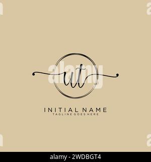 UT Initial handwriting logo with circle Stock Vector