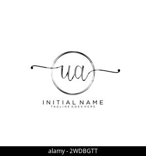 UA Initial handwriting logo with circle Stock Vector