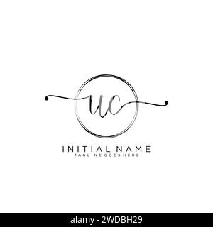 UC Initial handwriting logo with circle Stock Vector