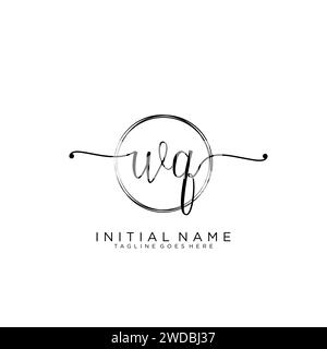 WQ Initial handwriting logo with circle Stock Vector