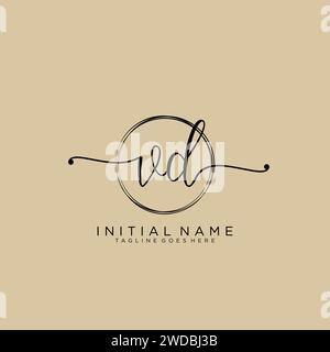 VD Initial handwriting logo with circle Stock Vector