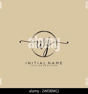 WJ Initial handwriting logo with circle Stock Vector