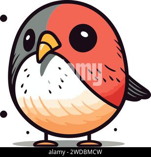 Vector Illustration of Cute Red Bird Cartoon Character on White Background Stock Vector