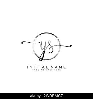 YS Initial handwriting logo with circle Stock Vector