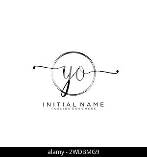 YO Initial handwriting logo with circle Stock Vector