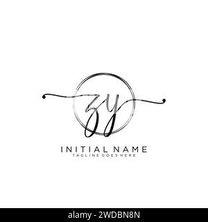 ZY Initial handwriting logo with circle Stock Vector
