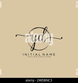 YD Initial handwriting logo with circle Stock Vector