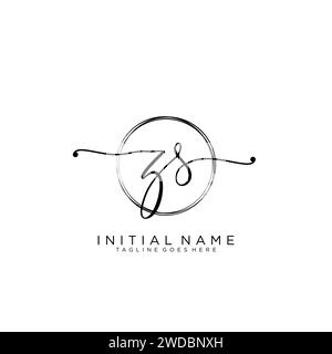 ZS Initial handwriting logo with circle Stock Vector