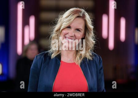 Cologne, Germany. 19th Jan, 2024. The author Nicole Staudinger is in the studio after the recording of the WDR talk show 'Kölner Treff'. Credit: Henning Kaiser/dpa/Alamy Live News Stock Photo