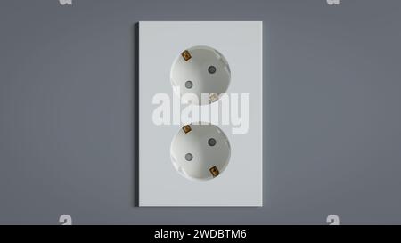 Two Korean standard electrical outlets on the wall.,3d rendering Stock Photo