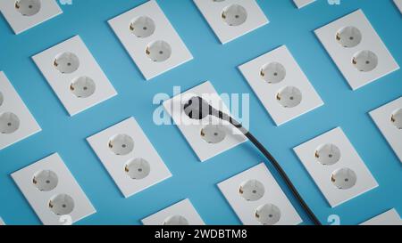 Two Korean standard electrical outlets on the wall.,3d rendering Stock Photo