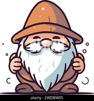 Sketch of a gnome in a hat. Vector illustration Stock Vector