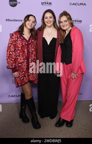 Utah. 18th Jan, 2024. Cecilia Bartin, Anna Chellis, Maddie Rowan at arrivals for GIRLS STATE Premiere at the 2024 Sundance Film Festival, Eccles Theater, Park City, Utah, January 18, 2024. Credit: JA/Everett Collection/Alamy Live News Stock Photo