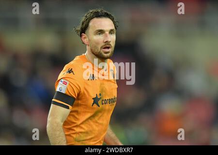 Hull City's Lewis Coyle during the Sky Bet Championship match between Sunderland and Hull City at the Stadium Of Light, Sunderland on Friday 19th January 2024. (Photo: Scott Llewellyn | MI News) Credit: MI News & Sport /Alamy Live News Stock Photo