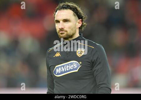 Hull City's Lewis Coyle during the Sky Bet Championship match between Sunderland and Hull City at the Stadium Of Light, Sunderland on Friday 19th January 2024. (Photo: Scott Llewellyn | MI News) Credit: MI News & Sport /Alamy Live News Stock Photo