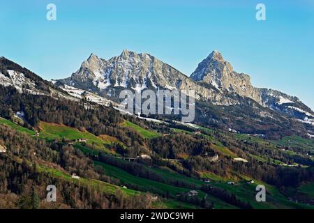 Large and small Mythen, Canton Schwyz, Switzerland Stock Photo