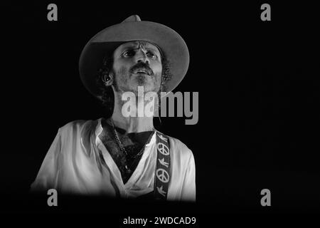 The singer Leiva performs during a concert at the WiZink Center, on 19 December, 2023 in Madrid, Spain. Featuring: Leiva Where: Madrid, Spain When: 19 Dec 2023 Credit: Oscar Gonzalez/WENN Stock Photo