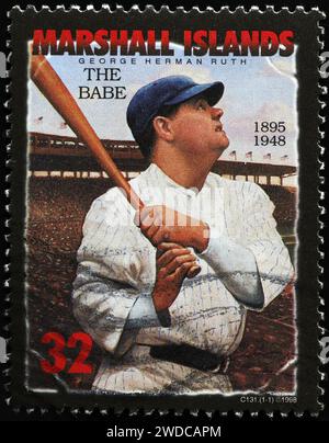 Celebration of Babe Ruth on stamp of Marshall Islands Stock Photo