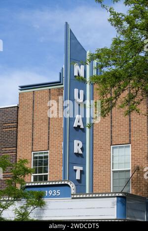 Moscow, ID, USA - May 23, 2023; Nuart theatre sign on facade of Moscow Idaho building Stock Photo