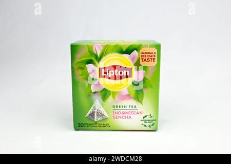 Lipton's green tea indonesian sencha box – Wales, UK  –  19 January 2024 Stock Photo
