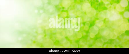 green and white bokeh circles background. green abstract bokeh background. Green abstract background with blurred bokeh circles. atmosphere of spring Stock Photo