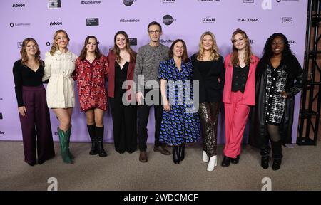 Park City, USA. 18th Jan, 2024. Faith Glasgow, Brooke Taylor, Cecila Bartin, Anna Chellis, Jesse Moss, Amanda McBaine, Emily Worthmore, Maddie Rowan and Tochi Ihekona arriving to the “Girls State” premiere during the 2024 Sundance Film Festival held at the Eccles Center Theatre on January 18, 2024 in Park City, Utah. © JPA/AFF-USA.com Credit: AFF/Alamy Live News Stock Photo