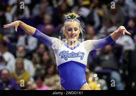 Baton Rouge, LA, USA. 19th Jan, 2024. Kentucky's Raena Worley competes on the balance beam during NCAA Gymnastics action between the Kentucky Wildcats and the LSU Tigers at the Pete Maravich Assembly Center in Baton Rouge, LA. Jonathan Mailhes/CSM/Alamy Live News Stock Photo