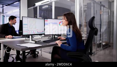 Data Analyst Using Data Analytics KPI Dashboard Stock Photo