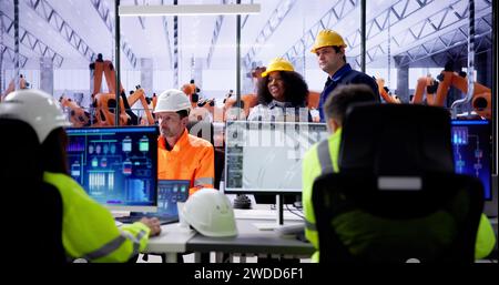 Engineer Doing 3D CAD Model Design On Computer At Factory Stock Photo