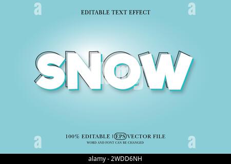 Text effect with editable Snow 3D style Stock Vector