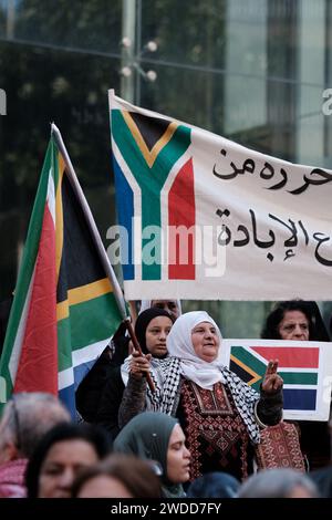 Beirut, Lebanon. 20th Jan, 2024. In support of South Africa's claim before the International Court of Justice, accusing Israel of committing genocide in Gaza, hundreds gathered in front of the South African consulate in Beirut, Lebanon on January 20th, 2023. Photo by Sandro Basili/ABACAPRESS.COM Credit: Abaca Press/Alamy Live News Stock Photo