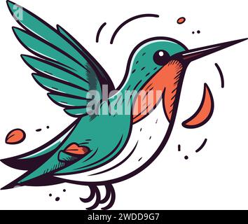 Hummingbird flying in the air. Vector illustration in cartoon style. Stock Vector