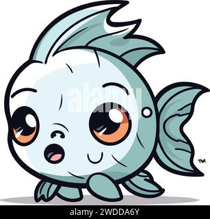 Cute kawaii cartoon fish character. Vector illustration design. Stock Vector